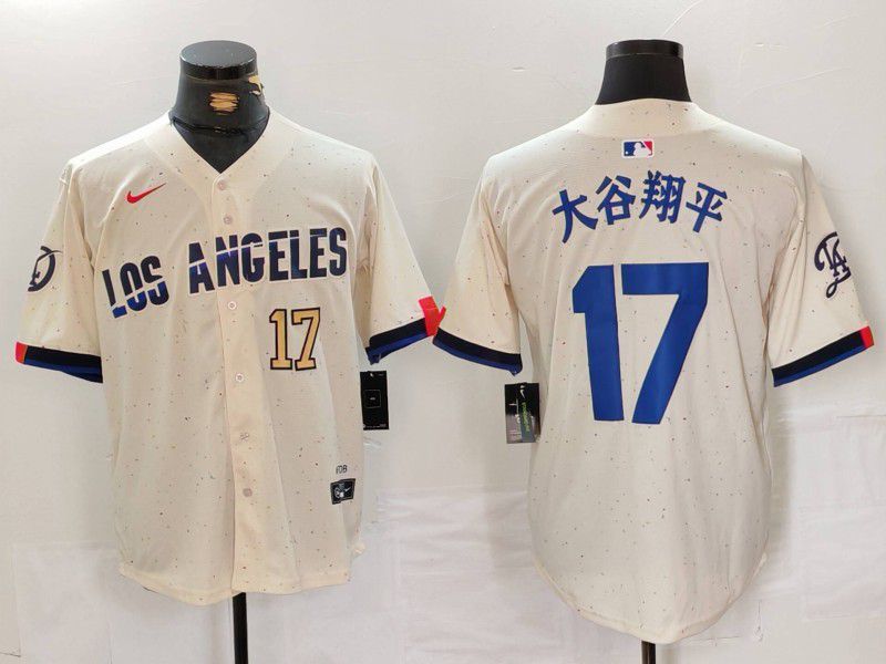 Men Los Angeles Dodgers #17 Ohtani Cream Fashion Nike Game MLB Jersey style 6291